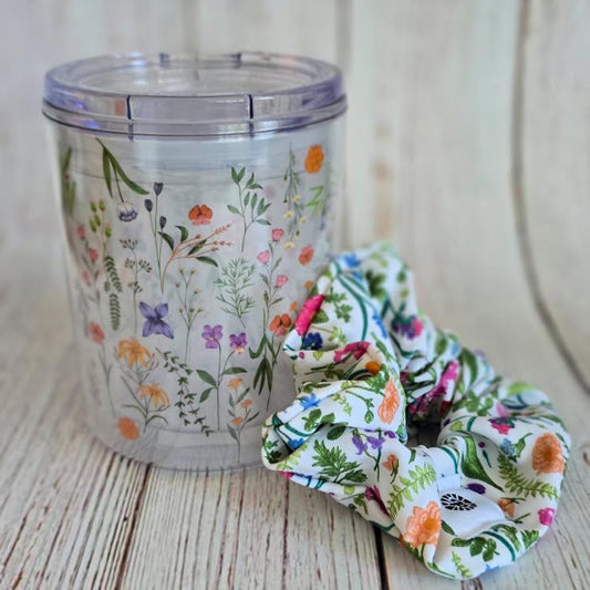 Floral Tumbler and Scrunchie Gift Set